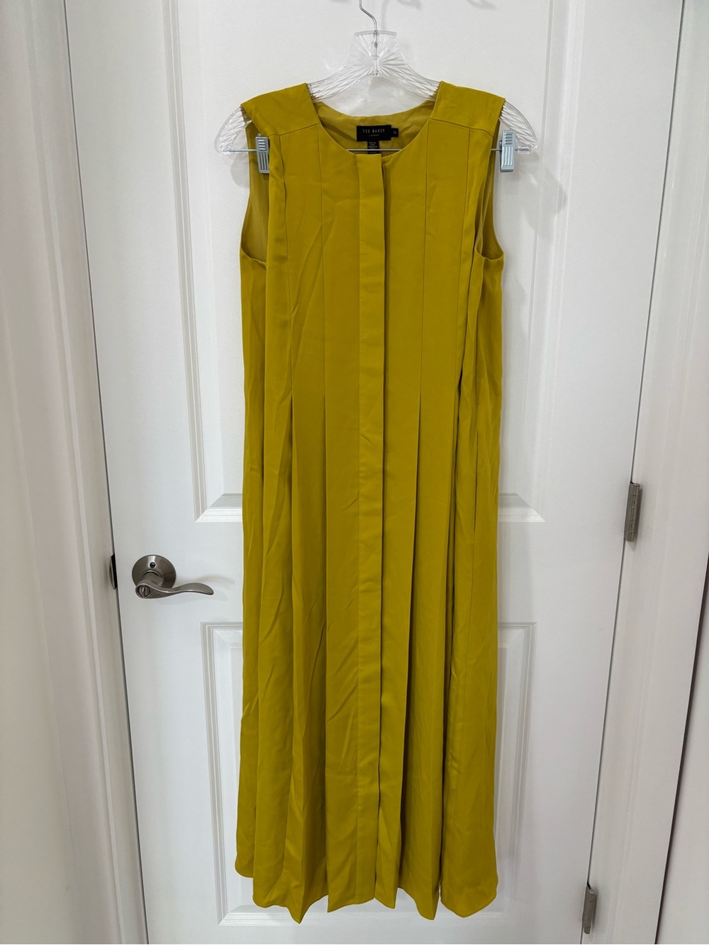 Ted Baker Pleated Maxi Dress in Citron Green